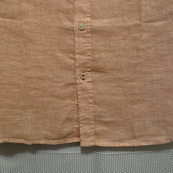 Mens Shirt Large Orange Weatherproof Vintage Short Sleeve Button Down L Lg Peach - Picture 7 of 9